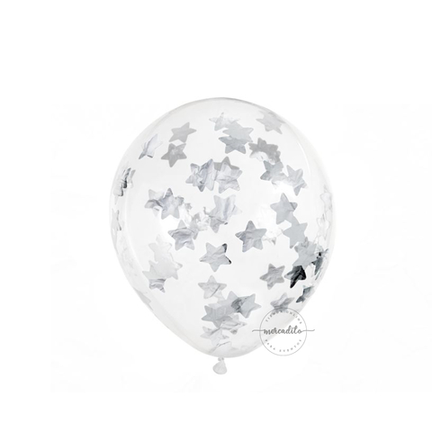 Set de 6 Globos Transparentes con Corazones Blancos - Miles de Fiestas