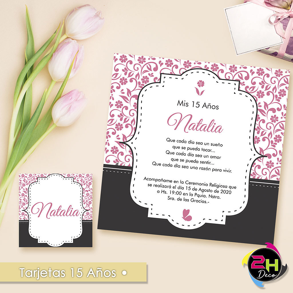 Tarjetas de 15 A os Invitaciones para Fiestas de 15 Fucsia y Negr
