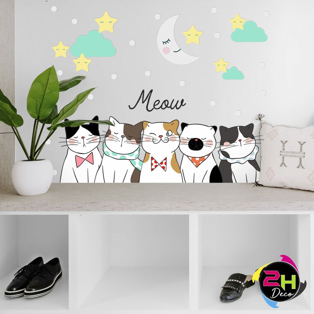 vinilos infantiles decorativos para pared los gatos y la luna