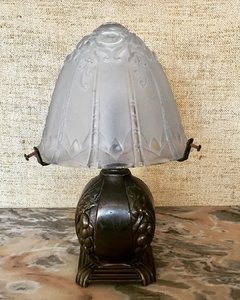 Lámpara en bronce y vidrio firmada Marionnet (1)