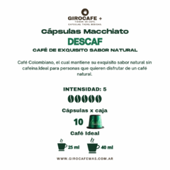 DECAF - CAJA x 10 CÁPSULAS MACCHIATO. - comprar online