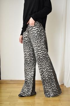 Jean wide leg leopardo gris