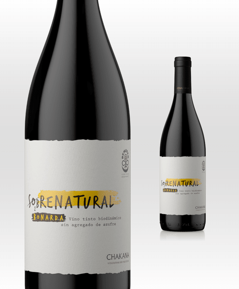 Vino Sobrenatural bonarda orgánico y biodinámico de bodegas Chakana 75 ml.