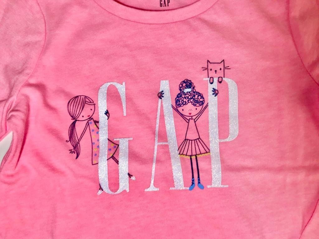 Blusa Camiseta Manga Longa Gap Rosa Neon - JUQUITA KIDS