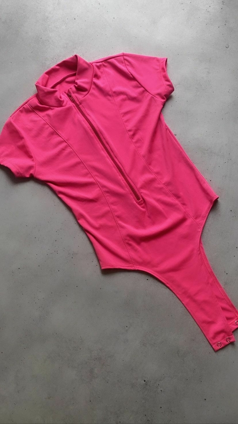 Hot Pink Scuba Zip Up Swimsuit