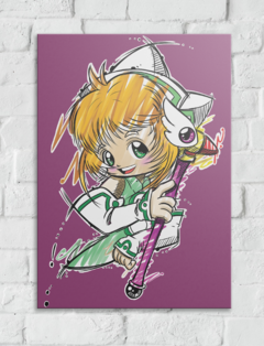 Placa Decorativa A3 Sakura em tinta e rabiscos - comprar online