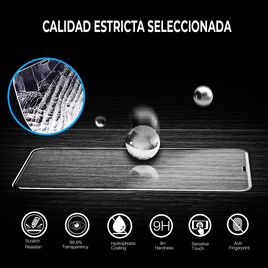 (Pack-10) Cristal templado Full Glue 9H iPhone 13 Pro Max/ 14 Max 6.7  Protector de Pantalla Curvo Negro