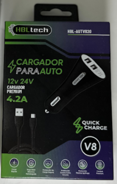 CARGADOR PARA AUTO TIPO C y V8 HBL TECH - comprar online