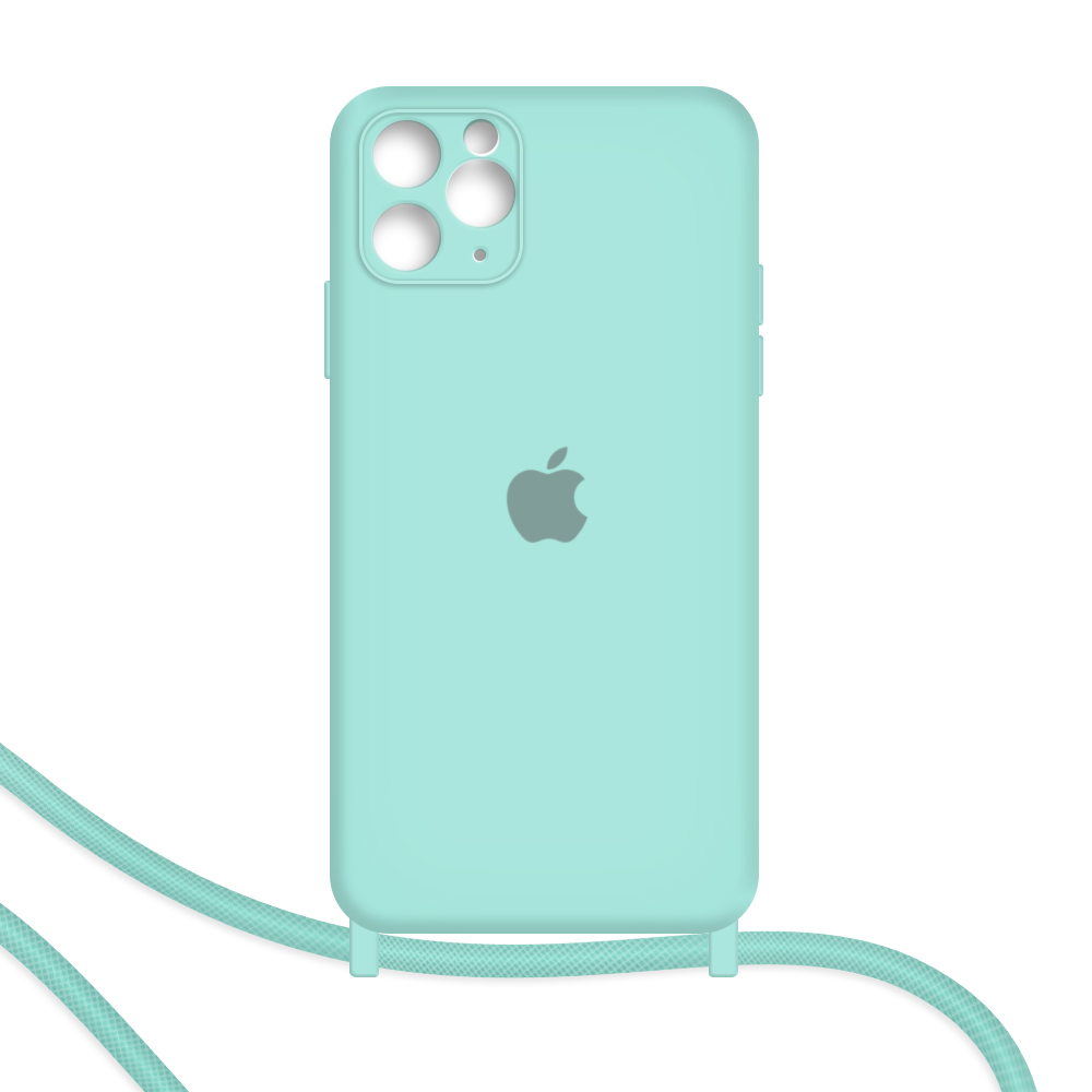 Funda silicona con cuerda iPhone 11 Pro (verde claro) Nombre + Nombre 