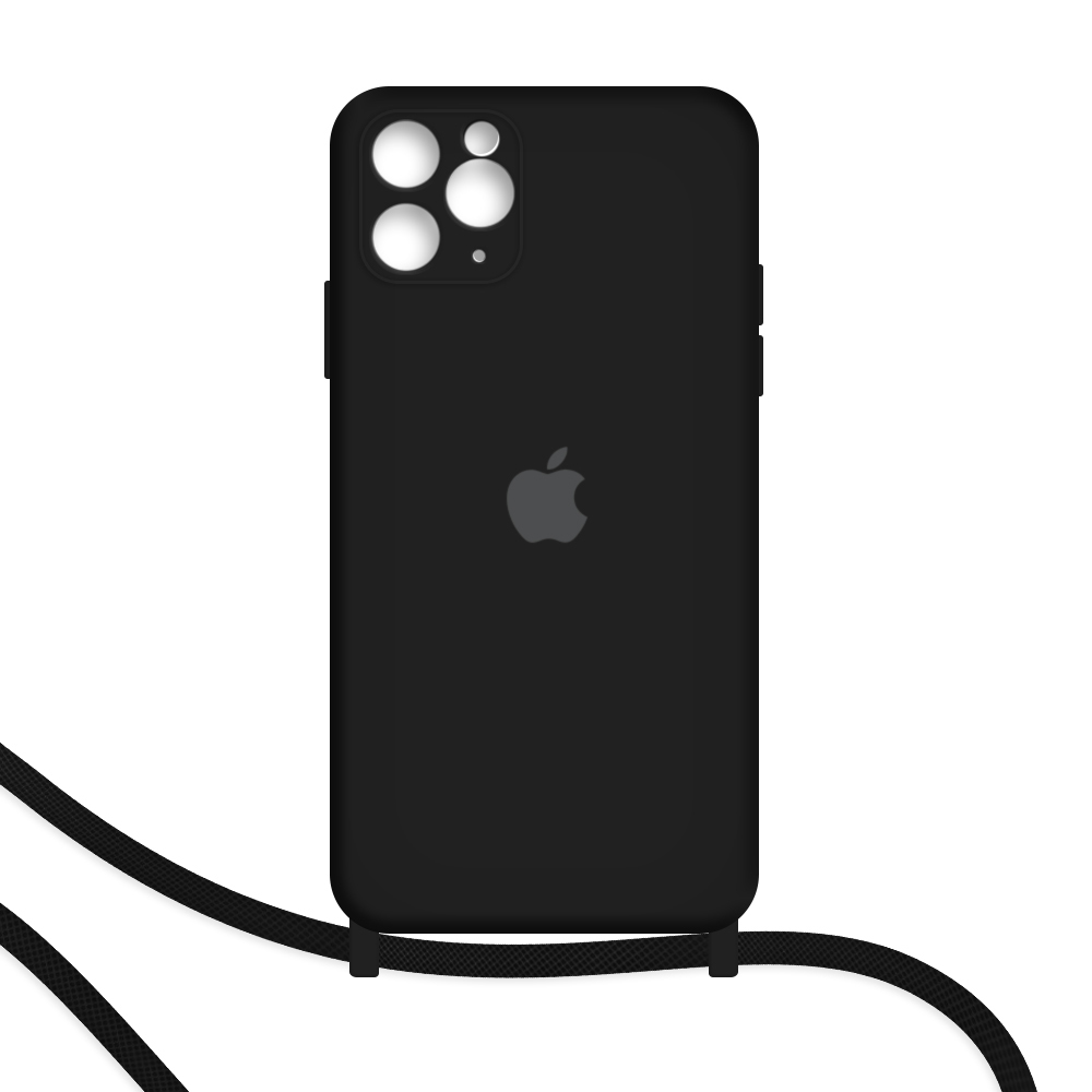 Funda iPhone 11 Pro Max soga correa silicona felpa y logo