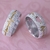 Alianças Compromisso Prata Diamantadas Coração Vazado e Batimento com Pedras Aplique Ouro Amarelo - loja online