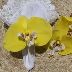 Porta guardanapo orquídeas amarelas - comprar online