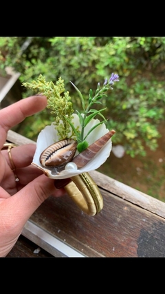 Porta guardanapo Concha com plantas