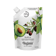 Refill de Leche Extra Humectante Palta y Oliva para Manos-Cuerpo Veganis 300ml