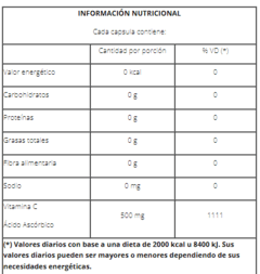 Vitamina C Natier, Concentrada, Sistema Inmune Activo, 50 Caps en internet