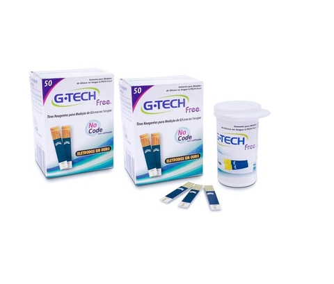 100 Tiras Reagentes para medir glicose G-tech Free 1