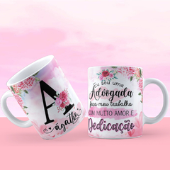 Caneca Alfabeto Flores Personalizada COM SEU NOME E PROFISSÕES - TODAS AS LETRAS E PROFISSÕES DISPONÍVEIS