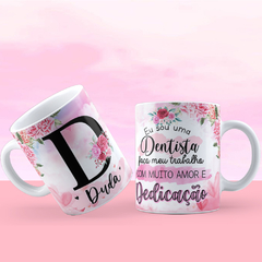 Caneca Alfabeto Flores Personalizada COM SEU NOME E PROFISSÕES - TODAS AS LETRAS E PROFISSÕES DISPONÍVEIS - Personalize Canecas Azulejos e mais | Orathea Presentes