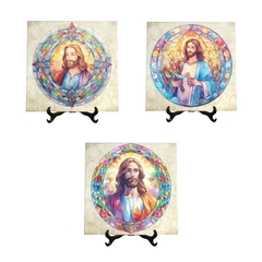 Quadro Azulejo Jesus Cristo 3 Modelos a sua escolha com suporte Orathea