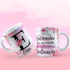 Caneca Alfabeto Flores Personalizada COM SEU NOME E PROFISSÕES - TODAS AS LETRAS E PROFISSÕES DISPONÍVEIS - loja online