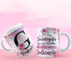 Caneca Alfabeto Flores Personalizada COM SEU NOME E PROFISSÕES - TODAS AS LETRAS E PROFISSÕES DISPONÍVEIS