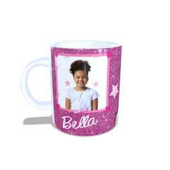 Caneca Branca Barbie 325ml com nome e Foto Orathea - Personalize Canecas Azulejos e mais | Orathea Presentes