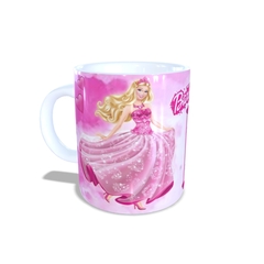 Caneca Branca Barbie 325ml com nome e Foto Orathea