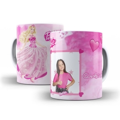 Caneca Branca Barbie 325ml com nome e Foto Orathea na internet