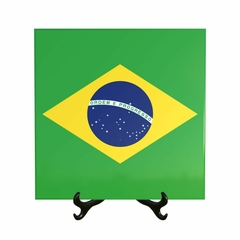 Quadro Azulejo Bandeira do Brasil com suporte Orathea