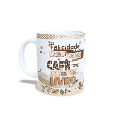 Caneca Felicidade com Gostinho de Café 325ml em cerâmica Orathea - comprar online