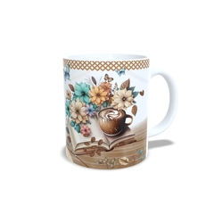 Caneca Felicidade com Gostinho de Café 325ml em cerâmica Orathea - Personalize Canecas Azulejos e mais | Orathea Presentes