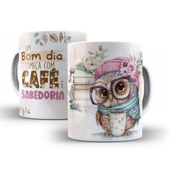 Caneca Cafe e Sabedoria 325ml em ceramica Orathea 