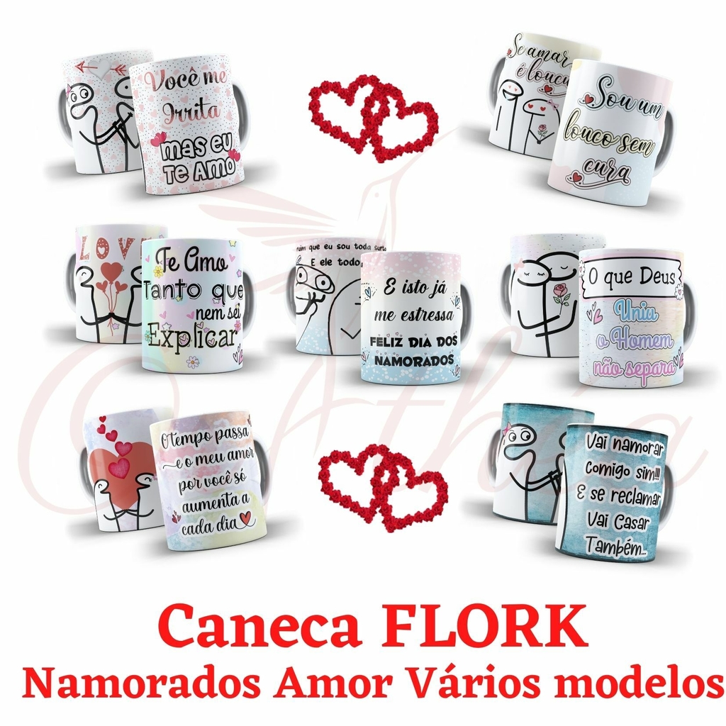 Caneca Namorados Frase Amor Love Flork Casal Meme Cerâmica 325ml - Pandika  - Canecas - Magazine Luiza