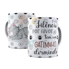 Caneca Gatinho Dormindo 325ml em ceramica Orathea 