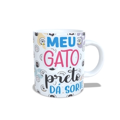 Caneca Meu Gato Preto da Sorte 325ml em cerâmica Orathea - Personalize Canecas Azulejos e mais | Orathea Presentes