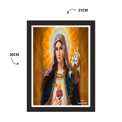 Quadro Religioso Coração de Maria 21x30cm Moldura Preta marca Orathea - comprar online