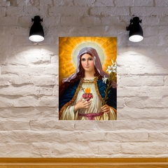 Quadro Coração Imaculado de Maria MDF 20x27cm Decorativo – Orathea na internet