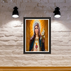 Quadro Religioso Coração de Maria 21x30cm Moldura Preta marca Orathea na internet