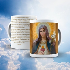 Caneca Coração Imaculado de Maria Religioso em cerâmica 325ml Orathea - loja online