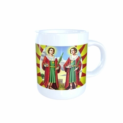 Caneca Cosme e Damião Religioso em cerâmica 325ml Orathea - Personalize Canecas Azulejos e mais | Orathea Presentes