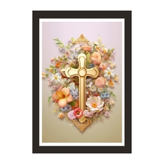 Quadro Religioso Cruz Belissima 21x30cm Moldura Preta marca Orathea