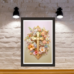 Quadro Religioso Cruz Belíssima 21x30cm Moldura Preta marca Orathea - comprar online