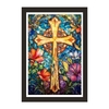 Quadro Religioso Cruz Colorida 21x30cm Moldura Preta marca Orathea