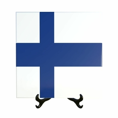 Quadro Azulejo Bandeira da Finlandia com suporte Orathea