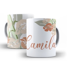 Caneca Floral Charmoso para personalizar o nome 325ml em ceramica Orathea 