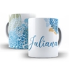 Caneca Floral Azul para personalizar o nome 325ml em ceramica Orathea 