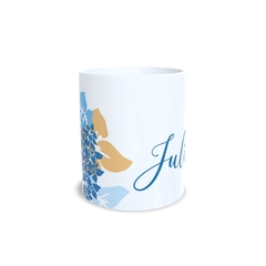 Caneca Floral Azul para personalizar o nome 325ml em cerâmica Orathea na internet