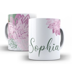 Caneca Floral Lilas para personalizar o nome 325ml em ceramica Orathea 