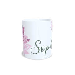 Caneca Floral Lilás para personalizar o nome 325ml em cerâmica Orathea na internet