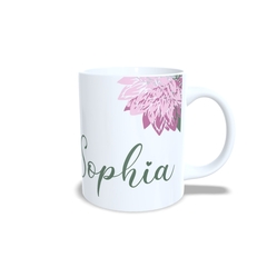 Caneca Floral Lilás para personalizar o nome 325ml em cerâmica Orathea - Personalize Canecas Azulejos e mais | Orathea Presentes